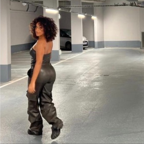 Zara FAUX LEATHER LONG JUMPSUIT - Picture 4 of 8